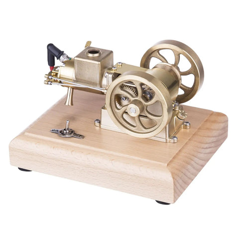 Dope Little 1.6cc Metal Adjustable Speed Micro Horizontal Water Cooled 4-Stroke Gasoline Engine With Wooden Base for STEM Education and Science Demos Today on wood base