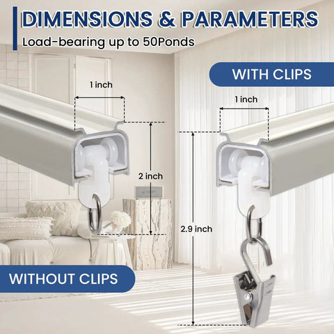 15ft Heavy Duty Ceiling Curtain Track Set With Clips And Sliding Rods For Living Room Bedroom RV Shower Indoor Outdoor Room Divider Aluminum Alloy Build, 1-inch track size