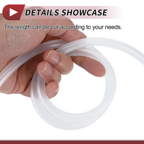 Hand holding Air And Water Silicone Vacuum Hose 10 Ft High Temperature Automotive Vacuum Line Clear Tubing Three Sixteenth Inch Outer Diameter 5mm ID 2mm Wall Thickness For Turbo Boost And Vacuum System