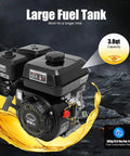Beast 212cc Gas Engine With 7.5HP 3600 RPM OHV Air Cooled Pull Start Powerhouse showing large fuel tank and capacity
