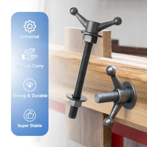 Essential Moxon Vise Hardware Kit For Woodworking Benches Includes 8 Inch Threaded Rods Cast Knobs Nuts And Washers