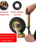 Heavy Duty Pneumatic Rubber Caster Wheels Double Ball Bearing Silent Swivel showing inflatable inner tube and inflation mechanism.