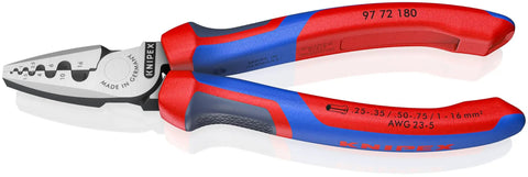 Handy Comfort Grip Crimping Pliers For Wire Ferrules 5 To 23 AWG 0.25 To 16 Mm2 DIN 46228 Parts 1 And 4 shown from side