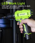 Cordless Drill Kit With 12V Power Drill, Battery And Charger, Lightweight Compact, dual gear variable speed, being used