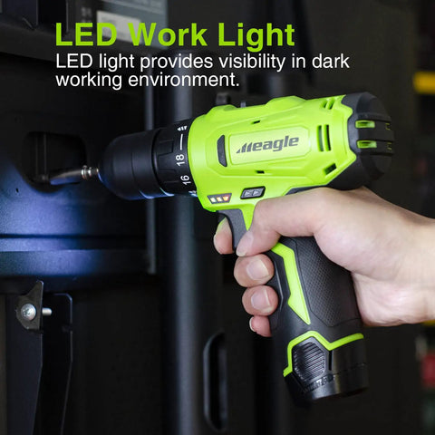 Cordless Drill Kit With 12V Power Drill, Battery And Charger, Lightweight Compact, dual gear variable speed, being used