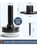 12 Pack Adjustable Leveling Feet With Large Base And T Nut Kit For Sofas Tables Cabinets And Chairs Beefy Heavy Duty Leg Levelers Support Up To 1320 Lbs Three Eighths Inch Sixteen Thread And Quarter Inch Twenty UNC, dimensions and components displayed