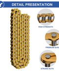 420 Chain Replacement, 132 Links, Heavy Duty For 50cc To 150cc Mini Bikes, ATVs, Dirt Bikes, Go Karts And Quad Racing, gold chain