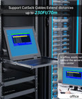 No Sweat Plug And Play Eight Port Kvm Switch With Seventeen Inch Lcd Rack Console displaying remote access interface in a server rack.