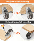 Four Pack Of One Point Five Inch Rigid Caster Wheels With Rock Hard Stainless Brackets And Smooth As Butter Rubber Tires for vertical and horizontal mounting.