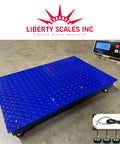 Heavy Duty Digital Industrial Floor Scale Straight Up Built Tough For Warehouse Grind with 24 x 36 inch blue platform.