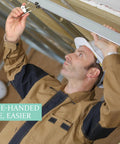 Person using Six Pack Stainless Steel Lever Action Grid Clamps Built to Last Rustproof Tile Mounting Grip for ceiling installation.