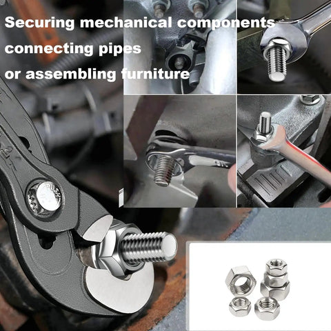 165-Piece SAE Hex Nut Kit In 304 Stainless Steel with nuts in assembly for home garage and DIY repairs