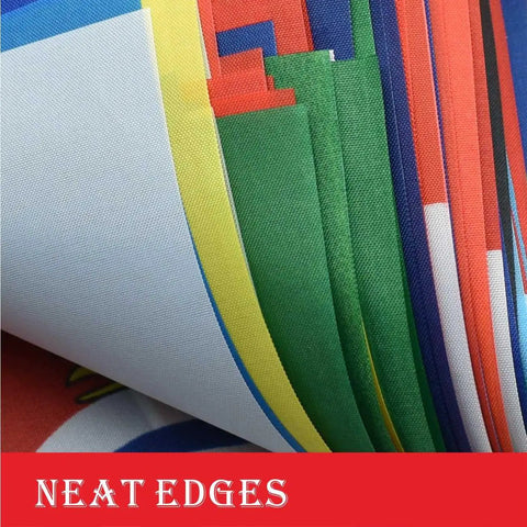 Close-up of neatly stacked flags from the 226 Country Flags Banner Set Mini National Flags For Classroom Parties Bars Sports Clubs