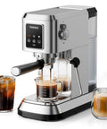 Grind Your Perfect Shot With This Compact Stainless Steel Espresso Machine Boasting 20 Bar Pressure brewing espresso and cold brew.