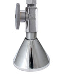 K857-20 Clip On Deep Flange Cover For One Half Inch Pipe In Chrome Finish installed on pipe, showing two-part design