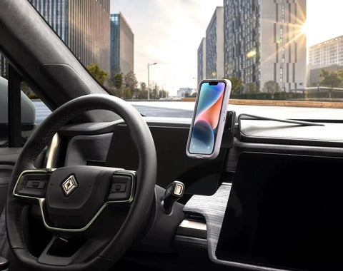 MagSafe Car Phone Mount With ProClip AMPS Base Plate Magnetic Holder for iPhone 12 and Newer installed on car dashboard