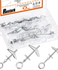 18 Pieces M4 M5 M6 O Shaped Eye Bolt Toggle Anchors Kit for Drywall Hanging Plants and Mounts in open plastic case