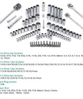 213 Piece Mechanic Tool Set With Socket Wrenches CrV Steel SAE And Metric Home And Auto Repair Kit In Plastic Storage Case