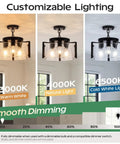 Kickass 14 Inch Three Light Black Chandelier Smooth 2 In 1 Convertible Pendant And Flush Mount With Textured Drum Glass showing customizable lighting options.