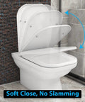 Round White Toilet Seat Featuring Soft Close Slow Closing Lid Universal Replacement for standard toilets, showing smooth glide operation.