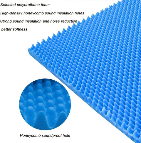 High Density Acoustic Foam Panels For Room Noise Reduction Water Resistant Soundproof Wall Pads With Tight Adhesive Backing, blue polyurethane material.