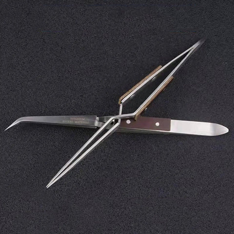 Premium Auto Closing Crosses Soldering Tweezer Clip With Insulated Welding Clamp For Jewelry Crafting Featuring Straight Elbow Tip Design.