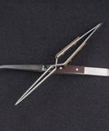Grab These Auto Closing Soldering Tweezers For Jewelry Repair And Precision Welding Tasks Made Easy With Super Tight Grip Clamps That Hold Small Metal Parts Securely While You Work On Electronics Without A Sweat Or Slip Ups, stainless steel tweezers on black background.