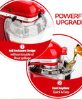 Clear PC Splash Guard For Stand Mixer installed showing full enclosure design and easy feeding to keep spills in check.