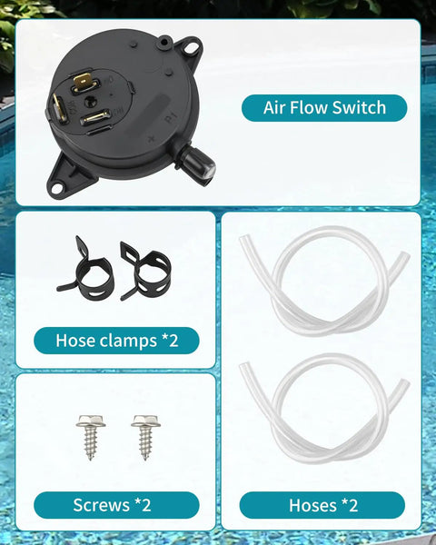 Air Flow Switch and Pressure Switch Replacement AFS for Pentair MasterTemp 125 200 300 400 Pool Heaters with components shown