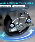 Swivel casters for Fire Heavy Duty 49 Cubic Foot Commercial Display Refrigerator for easy mobility and locking.