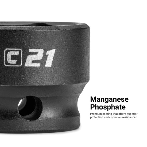 Eleven Millimeter Stubby Impact Socket With Three Eighths Inch Drive Six Point Metric Twenty Percent Shorter For Tight Spots