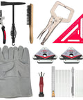 Pro Grade 22-Piece MIG Welding Tools Kit with chipping hammer, leather welding gloves, 7-inch speed square, clamps, and magnet