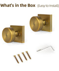 Two Pack Antique Brass Dummy Door Knobs For Interior Doors, Vintage Square Rosette, Non Turning Knob, screws, hex key