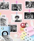 6 Rolls Kids Camera Instant Print Refill Paper Set For Colorful Photo Printing, No Fuss Thermal Paper For Most Kids Instant Cameras, Includes 2 Pink 2 Blue 2 Yellow, Each Roll 2.2In By 29.5Ft, Prints Over 80 Photos. Kids instant camera paper rolls with printed photos and pastel rolls