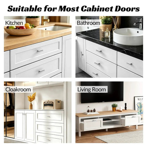 2 Inch Brushed Stainless Steel Cabinet Pulls T Bar Handles With Single Hole Installation on kitchen, bathroom drawers