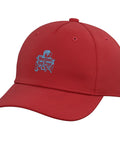 Rad Machinist Gift Vibes! Adjustable Red Custom Fit Visor Hat With Printed Vise Gauge Square Tool Design Perfect For CNC Enthusiasts And Workshop Pros Looking Dope On The Job. Red baseball cap with 'Machinist And Proud' graphic.