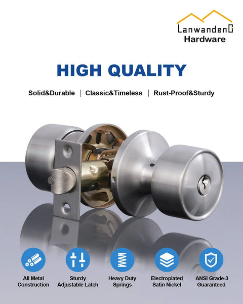 Two Sets Keyed Alike Entry Door Knob And Deadbolt Lock Combo Set For Front Door With Satin Nickel Finish All Keys The Same