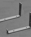 Heavy duty industrial angle brackets from Six Piece Wall Mounted Iron Shelves Set With Heavy Duty Industrial Angle Brackets And Corner Braces For Floating Desk Shelves And Storage, Durable Steel Construction, Space Saving Modern Home Office Decor.