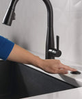 Hand pressing Matte Black Air Switch Kit For Disposal Easy Mount Button For Garbage Disposal Under Sink Or Countertop Plug In Switch