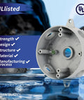 Heavy Duty Round Weatherproof Electrical Box For Outdoor Use, 5 Hole Half Inch Surface Mount Outlet Box, Aluminum Gray