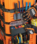 MODbox Parts Bin Rail Attachment For A Modular Tool Storage System Side Mount With One Handed Release And Clear Lid