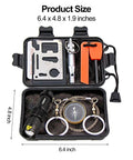 Survival Kit With 6 In 1 Waterproof Case For Camping Hiking Travel And Adventures Portable 5 By 3.5 By 1.6 Inch box open