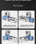 Pro No Frills Heavy Duty Commercial Dishwasher Freestanding Electric Hood Type Workhorse Stainless Steel Build arranged for multiple kitchen installations.