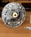 Rock Solid Clear Router Base Plate Six And One Half Inches Polycarbonate Universal Mounting Adapter with hardware and router view.