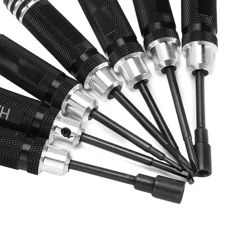 7 Piece Hex Slot Cross Bit Set With High Speed Steel Bits And Aluminum Alloy Handles for RC models, drones, and robots