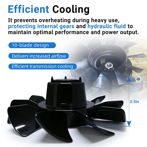 Transmission Fan 7 Inch 10 Blade Pump Cooling Fan for Lawn Tractor Transaxle Fits 53821 Black 1Pc with 10-blade design and cooling details