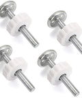 Heavy Duty M10 Gate Adapters 4 Pack Threaded Spindle Rod Connector Kit with white rubber padded base and metal spindle.
