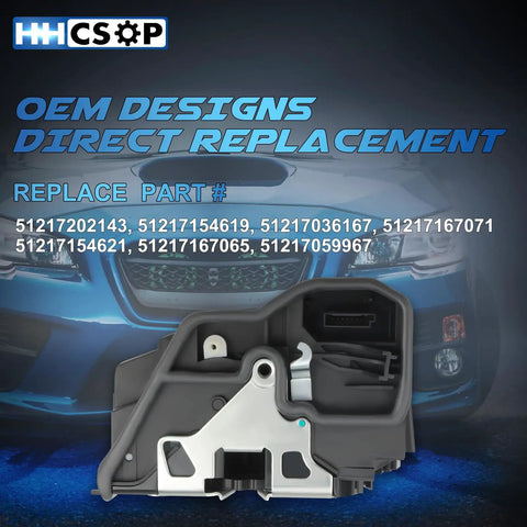 BMW Front Left Driver Side Power Door Lock Actuator Motor Replacement For 2003-2019 Models Fits 3 Series X1 X3 X5 And More Durable, Easy Install, Smooth Locking Performance For Your Ride. OEM BMW door lock actuator with replacement part numbers.