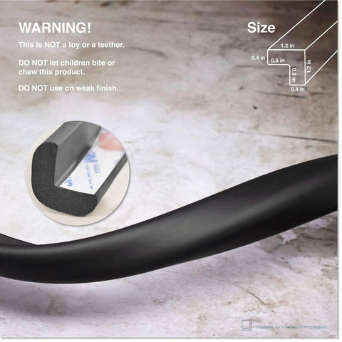 Heavy Duty Edge Protector For Baby Proofing 9Ft Edge Guards, Soft Rubber Foam Bumper, Onyx Black with 3M Adhesive detail