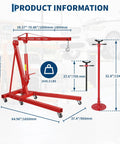 Built Different 2 Ton Folding Engine Hoist Paired With 3 4 Ton Under Hoist Support Stand dimensions and features.